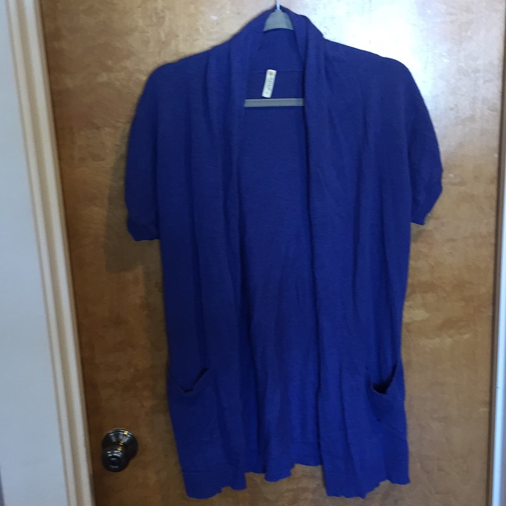 Gaiam Royal Blue Open Long Cardigan Pockets Size S